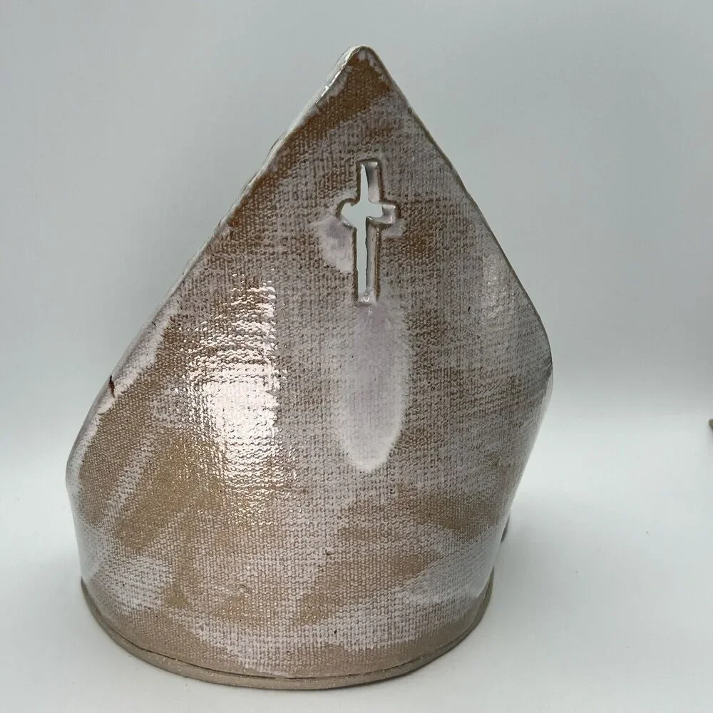 Art Pottery Nativity Scene Drip Glaze Christmas Modern Minimalist 9.5